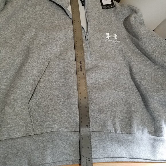 Under Armour Women's Sweatshirt Overized Grey Icon Fleece Half Zip Pullover 2XL - Picture 7 of 14